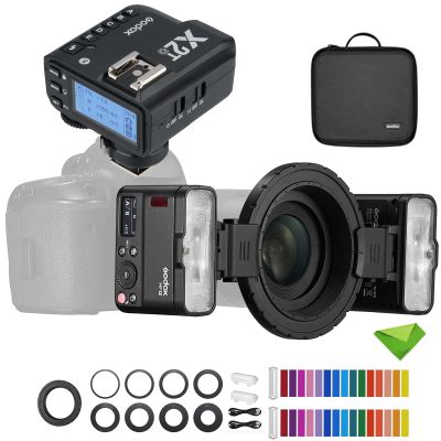 Godox MF12 MF12-K2 Macro Flash w/Godox X2T-O Trigger 12W, 2.4G Wireless Control, TTL/M Mode, Built-in 3.7V/6.29W Lithium Battery, Flash for Sony, Canon, Fuji, Olympus, Panasonic and Leica