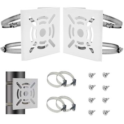 PreZiouz 2 Pack Universal Vertical Pole Mount Adapter with 4 Hoops and 8 Screws, Wall Mounting Hoop Bracket for CCTV Security Camera PTZ Dome Outdoor Installation (White)