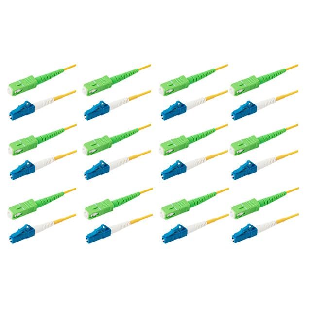 SpeedyFiberTX 12-Pack 25 Meter SC/APC to LC/UPC 3.0mm Simplex Yellow Riser OFNR Fiber Patch Cable, Corning SMF-28 Singlemode 9/125um OS1/OS2 Compatible Ultra Optical Fiber