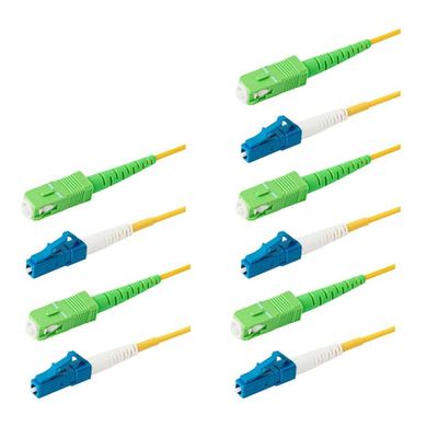 SpeedyFiberTX 5-Pack 2.5 Meter SC/APC to LC/UPC 3.0mm Simplex Yellow Riser OFNR Fiber Patch Cable, Corning SMF-28 Singlemode 9/125um OS1/OS2 Compatible Ultra Optical Fiber