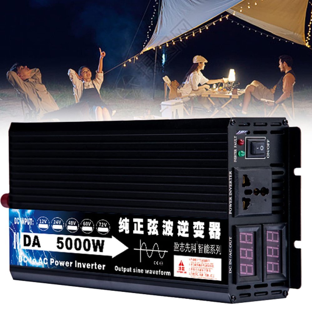 BEZAX Pure Sine Wave Inverter 3000W 4000W 5000W Power Voltage Converter DC 12V/24V/48V/60V/72V to AC 110V 220V Transformer with Socket & LCD Display for Truck/RV Power Converter Car,5000W-72Vto220V