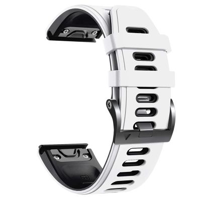 GANYUU 26mm 22mm Silicone Quick Release Wrist Band for Garmin Fenix 7 7X 6X 6X Pro 5X 3 3HR Easyfit Watchband for Garmin Fenix 6 6 Pro Watch (Color : White Black, Size : 22mm Fenix 5 5Plus)
