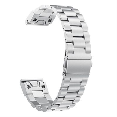 GANYUU 26 22mm Quick Release Stainless Steel Watch Band Strap for Garmin Fenix 7 7X Watch EasyFit Wrist Band Strap (Color : Silver, Size : 22mm Fenix 7)