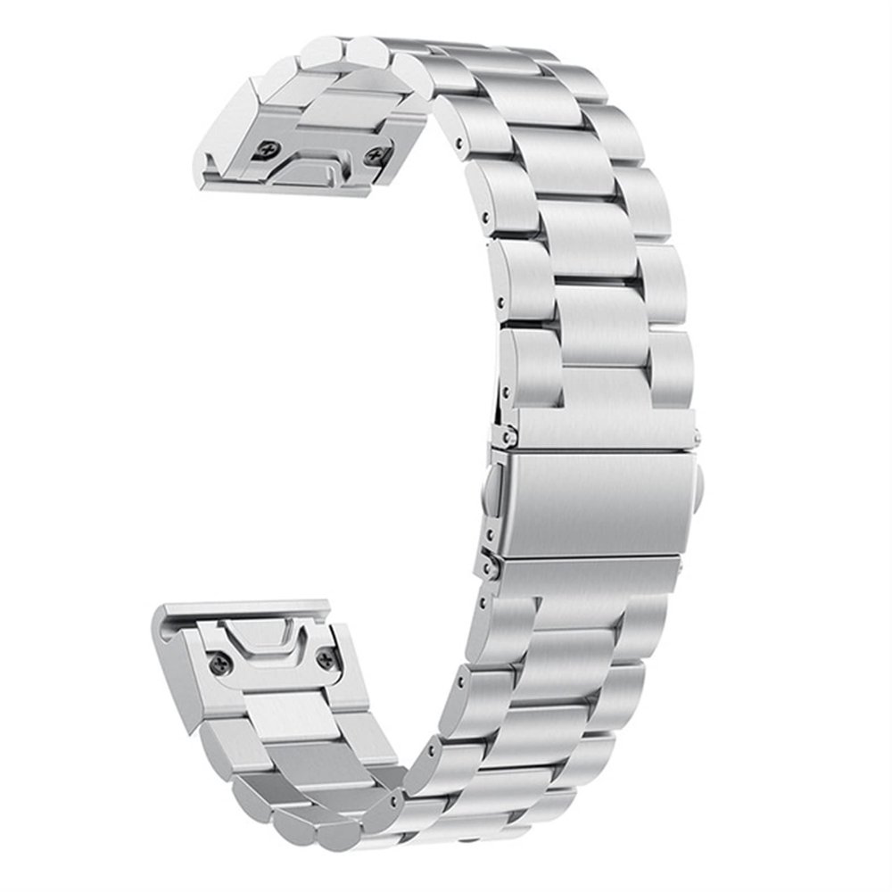GANYUU 26 22mm Quick Release Stainless Steel Watch Band Strap for Garmin Fenix 7 7X Watch EasyFit Wrist Band Strap (Color : Silver, Size : 22mm Fenix 7)