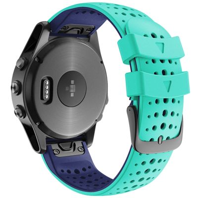 GANYUU 26 22MM Quick Release Watchband Strap for Garmin Fenix 7 7X 6 6X Fenix 5 5X 3 3 HR 935 Watch Silicone Easyfit Wrist Band Strap (Color : Teal Blue, Size : for S60 S62)