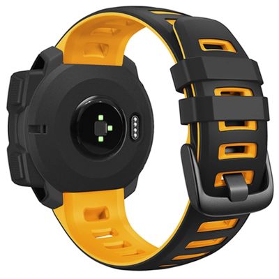SKM Silicone Watch Band for Garmin Instinct/Instinct Tide/Esports/Solar/Tactical Replacement Watch Band Wristband Strap (Color : Black Yellow, Size : Instinct Esports)