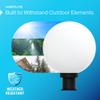 KASTLITE 12" Globe Combo with Pier Mount (White, Decorated Mount - Black) - Outdoor Lighting with LED Lamp - UV & Waterproof Pillar & Column Deck Driveway Yard Patio & Garden Fixture - Made in USA view 3