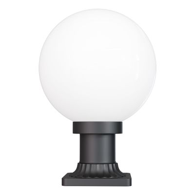 KASTLITE 10" Globe Combo with Pier Mount (White, Decorated Mount - Black) - Outdoor Lighting with LED Lamp - UV & Waterproof Pillar & Column Deck Driveway Yard Patio & Garden Fixture - Made in USA