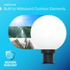 KASTLITE 10" Globe Combo with Pier Mount (White, Decorated Mount - Black) - Outdoor Lighting with LED Lamp - UV & Waterproof Pillar & Column Deck Driveway Yard Patio & Garden Fixture - Made in USA view 3