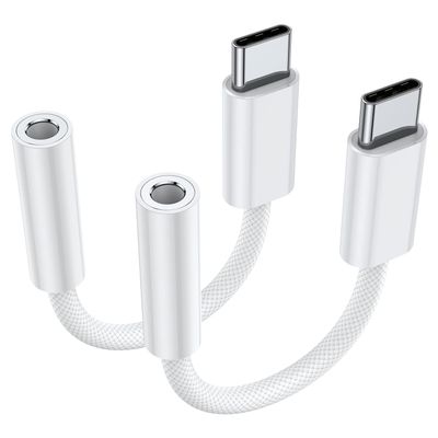 JXMOX USB Type C to 3.5mm Female Headphone Jack Adapter (2-Pack), USB C to Aux Audio Dongle Cable Cord for iPhone 17 Air 16 15 Pro Max, Samsung Galaxy S23 S24 S25 Ultra, iPad Pro, MacBook, Pixel 9 8