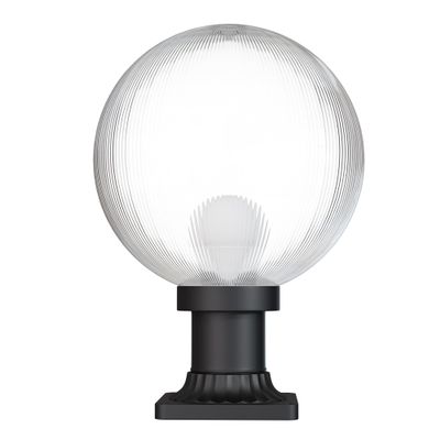 KASTLITE 12" Globe Pier Mount Outdoor Lighting with LED Lamp | UV & Waterproof Pillar & Column Lights | Deck Driveway Yard Patio & Garden Fixture | Made in USA | Prismatic Cover, Black Decorated Base