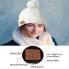 Bluetooth Beanie Hat Women with Headphones Sport Wireless Music Hat with Pompon Stereo Headphones Built-in Microphone Bluetooth Beanie for Women Girls Outdoor Running White view 4