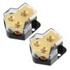 X AUTOHAUX 2pcs 0/2/4 Gauge in 4/8 Gauge Out 2 Way Stereo AMP Power Ground Distribution Block for Car Audio Splitter view 1