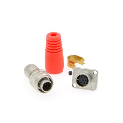 Alvins Hirose 6 Pin Connector Male Plug+ Female Socket for Sony RCP-1500 Studio Cameras(6 Pin, Red)