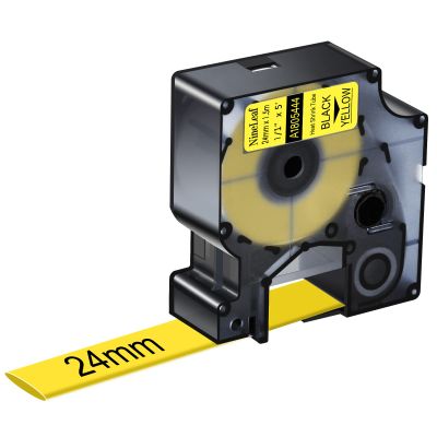 NineLeaf 20 Pack Compatible Labels Tape Replacement for Dymo 1805444 1 inch Black on Yellow Heat Shrink Tube Labels 24mm x 1.5m for Wires and Cables Use in Rhino 6000 6500 Label Maker