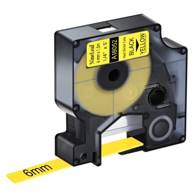 NineLeaf 50 Pack Compatible Labels Tape Replacement for Dymo 18052 1/4 inch Black on Yellow Heat Shrink Tube Labels 6mm x 1.5m for Wires and Cables Use in Rhino 4200 5200 5000 6000 3M Label Maker