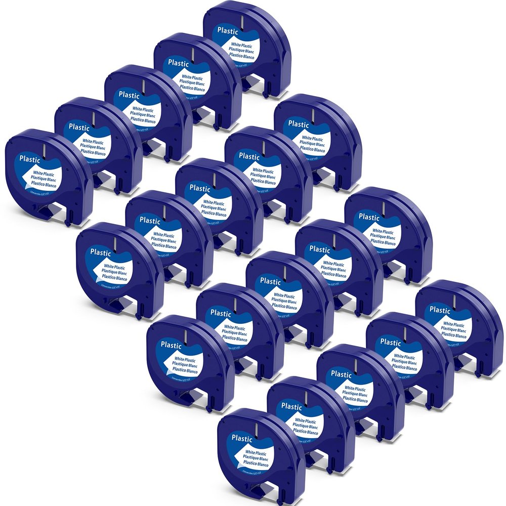 20-Pack Label Compatible with DYMO 91331 Tapes White Plastic Refills 12mm x 4m (1/2" x 13') for Printer LT100H LT100T QX50 LT-200B, Black on White