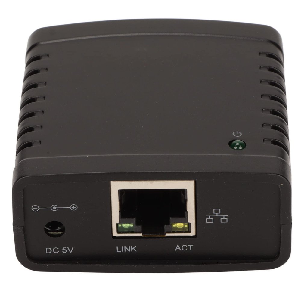 GOWENIC USB Printer Server, Printer Network Sharer, TCP/IP LPR Print Server, Wireless Extender Sharer, 10/100Mbps RJ45 LAN 1 Port USB Ethernet Extension Adapter, 100-240V(#3)