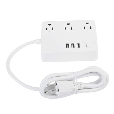 Vikye Power Strip, 100-240V AC USB Ports Power Strip with 3 Outlet 3 USB Ports(White, U.S. regulations)