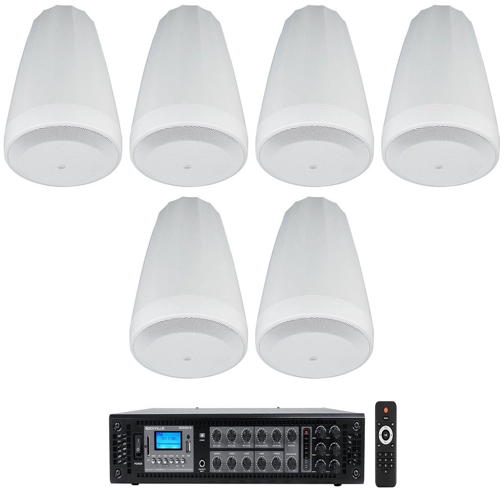 Rockville RCS180-6 180 Watt 6 Zone 70V Commercial Restaurant Amplifier with Bluetooth
