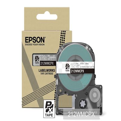 Epson LABELWORKS 212WMCPX Genuine PET (Polyester) Tape Cartridge - White on Matte Clear Designer Craft Label Maker Tape - 1/2" (12MM) Wide, 26'