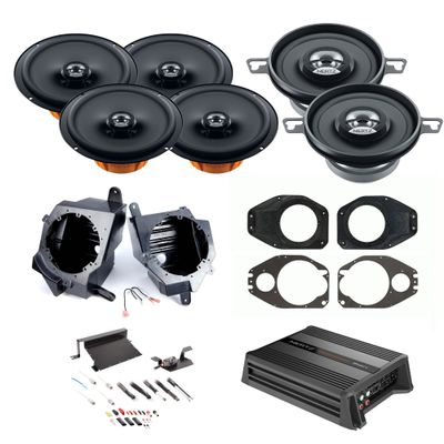 HERTZ 1 Pair DCX 87.3 and 2 Pair DCX 165.3 and DPower 4 Six Speaker with Amplifier Upgrade Kit Compatible with Wrangler and Gladiator 2018+