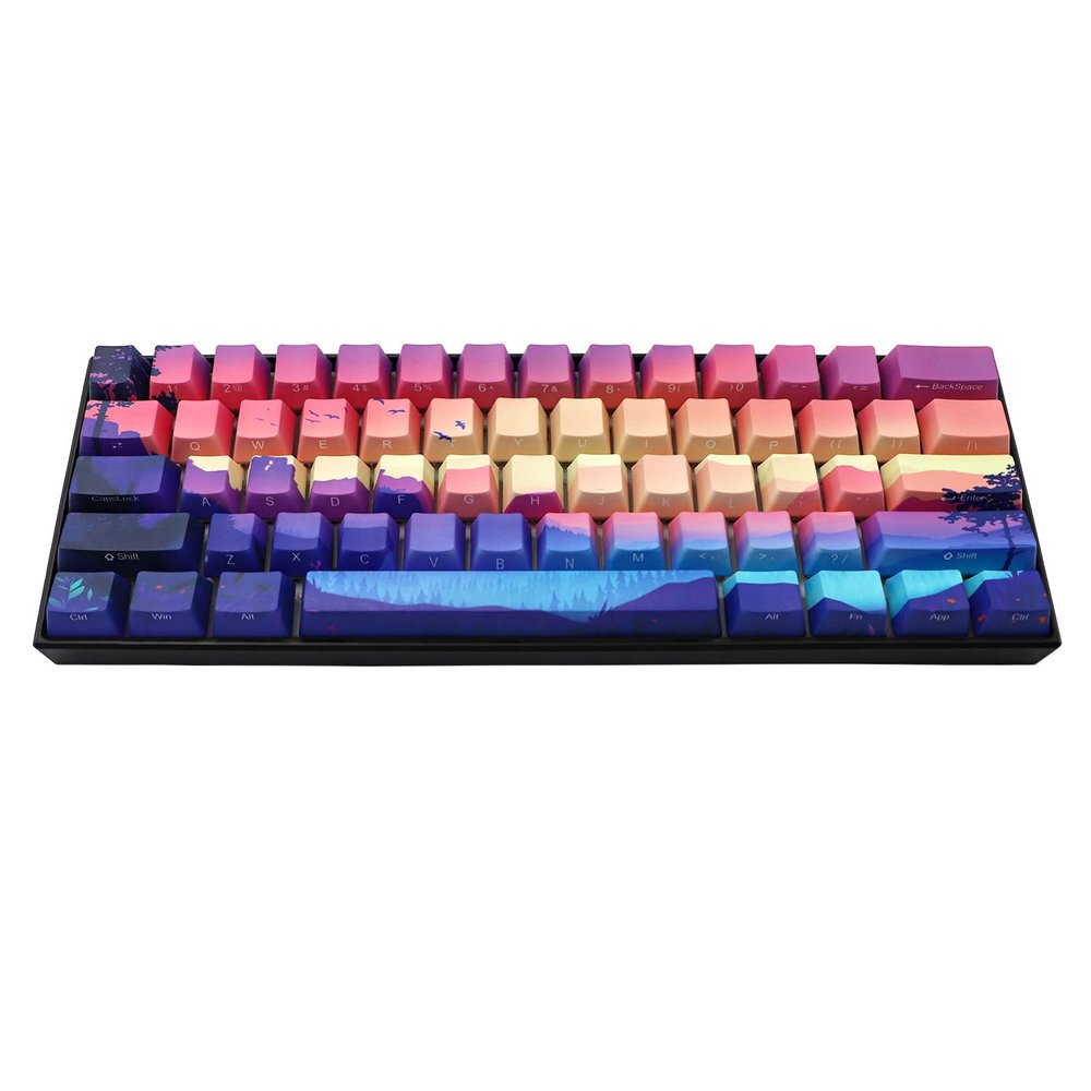 JSJT PBT Keycaps Side/Front Print Keycap Set OEM Profile 71 Keys Non-Backlit Thick Key Caps for GK64/GK61/RK61/ALT61 MX Switch Mechanical Keyboard(Multi-Color)