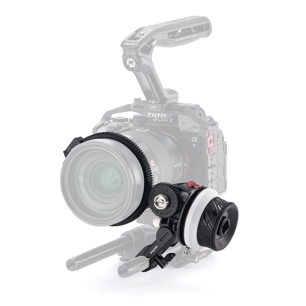 Tilta Pocket Follow Focus | Precise Focus Ring with A/B Stops | Fluid Damping System | 15mm Rod & Rod Holder | Works with Most Cameras & Lenses | Lightweight, Comfortable, and Compact Design (FF-T07)