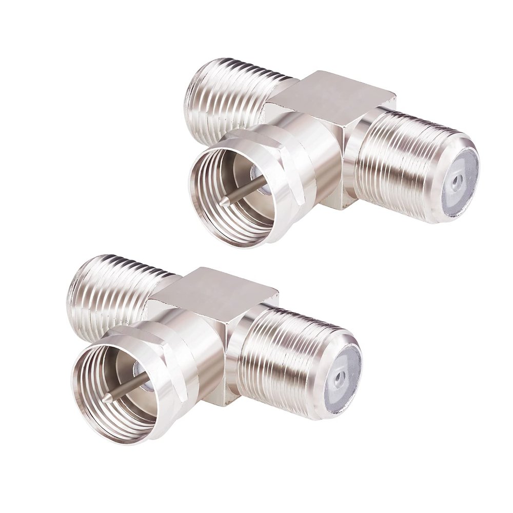 Goupchn TV Cable Splitter 2 Pack F Type RG6 Male to Dual Female 3 Way Coaxial Cable Splitter Combiner Converter for Video, VCR, Antenna, Satellite