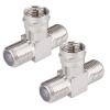 Goupchn TV Cable Splitter 2 Pack F Type RG6 Male to Dual Female 3 Way Coaxial Cable Splitter Combiner Converter for Video, VCR, Antenna, Satellite view 3