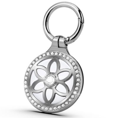 DEERLET Airtag Holder-AirTag Case with Key Ring-AirTag Keychain-Metal Protective Apple Air Tag Holder for Dog, Cat, Kids, Keys, Wallet, Backpacks Compatible Apple AirTag.Sliver