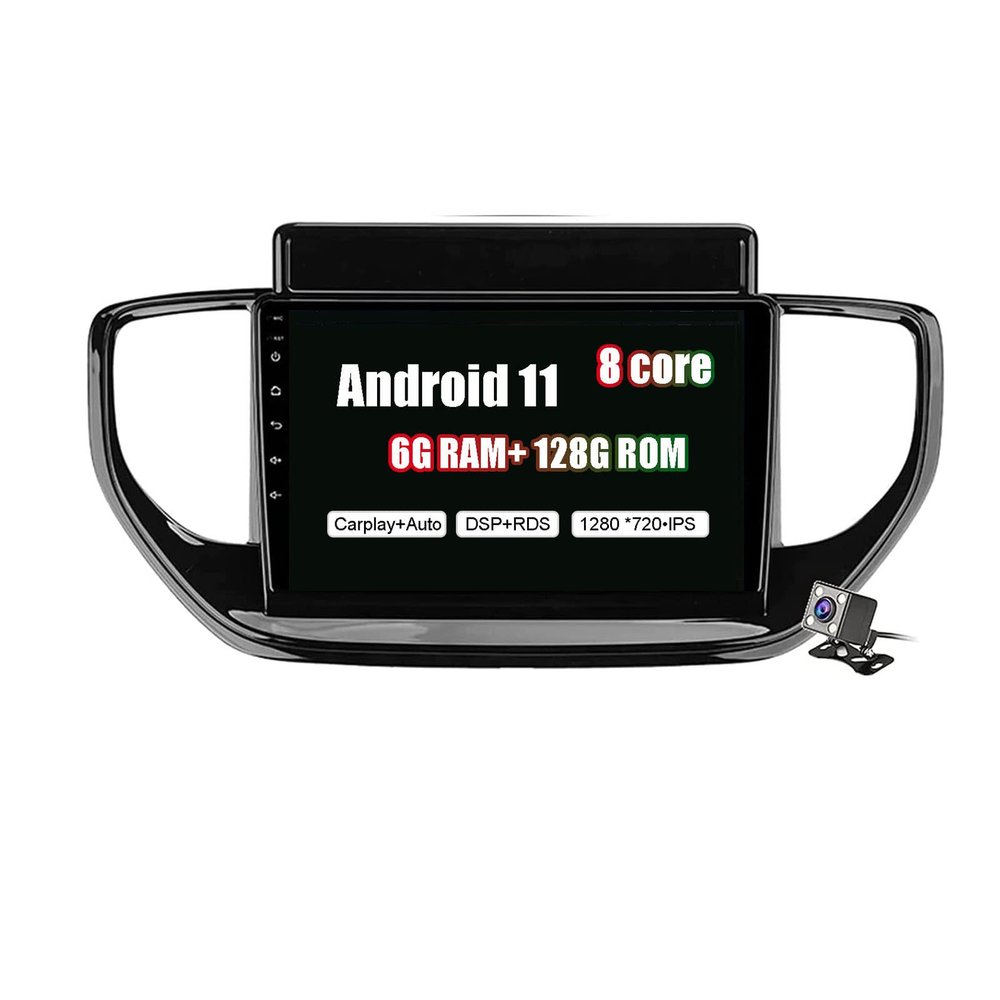 Auto Radio Stereo Android Autoradio 9" 2.5D HD Touch Car Stereo Head Unite for Solaris 2 2020 2021 Car GPS Media Player Support SWC Carplay FM RDS Steering Wheel Control