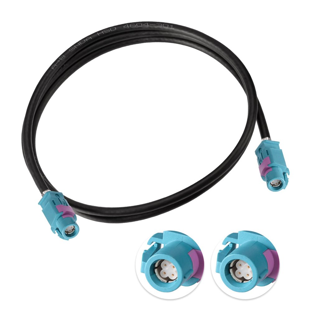 Superbat Fakra HSD LVDS Adapter 3ft Wiring Harness HSD 535 4-Core Cable Fakra Z Female Connector for USB Wire Vehicle Transmission Screens etc.
