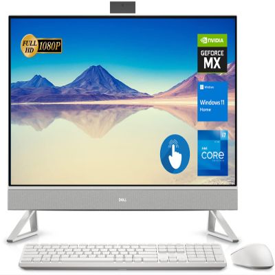 dell Inspiron 7000 All-in-One Desktop, 27'' FHD Touchscreen, 12th Gen Intel Core i7-1255U, GeForce MX550, 32GB RAM, 2TB SSD, RJ-45, Wireless Keyboard&Mouse, WiFi 6, Windows 11 Home, White, (7700)