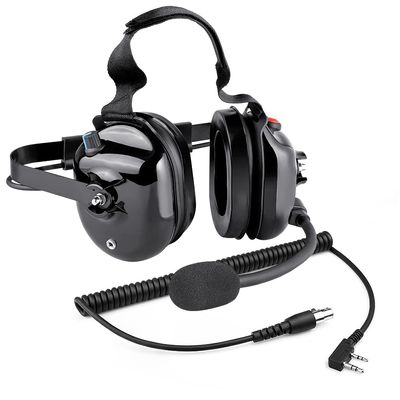 Behind The Head Style Racing Two Way Radio Headset with 2-Pin to 5-Pin Coil Cord Cable for Kenwood, Baofeng, Retevis Walkie Talkie