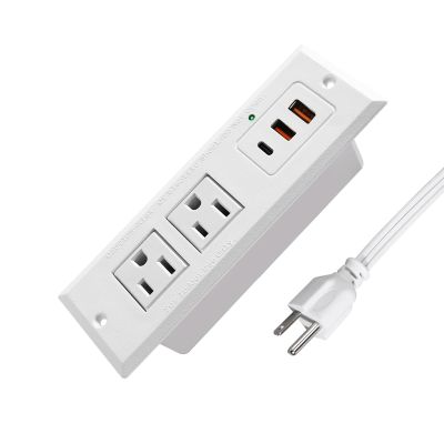 Recessed Power Strip with 20W USB-C Desktop Charge Station with 3 Fast Charging USB Ports Flush Mount Furniture Outlet for Conference Table Nightstand Cabinet, ETL Certified