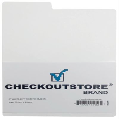 10 CheckOutStore White Plastic Record Dividers 7 1/2 x 8 for 7" Vinyl 45 RPM