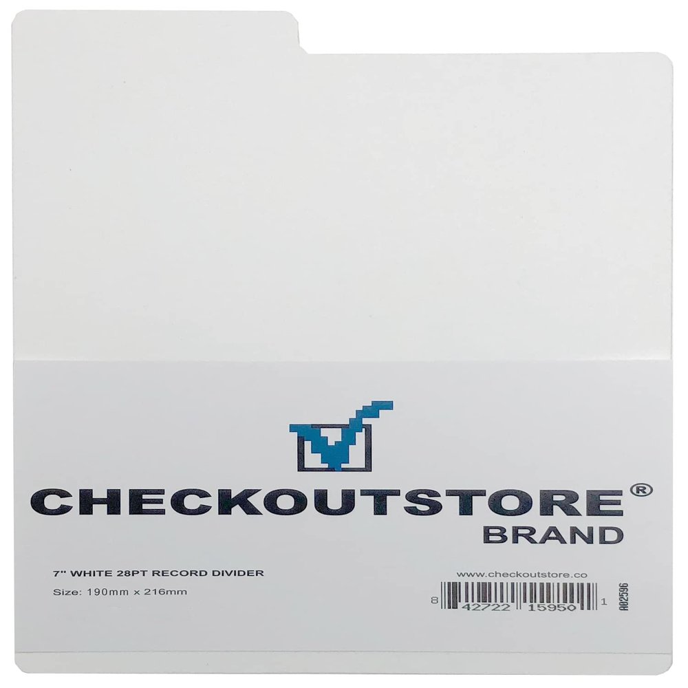 10 CheckOutStore White Plastic Record Dividers 7 1/2 x 8 for 7" Vinyl 45 RPM