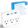 Puveini Cruise Power Strip Foldable Plug Non Surge Protector with USB C Outlets 3.4A Total, Cruise Ship Essentials, 2 Prong to 3 Prong Outlet Adapter, Japan Plug Adapter view 1