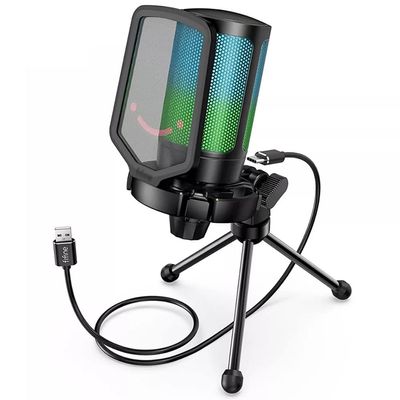 MSUDGH USB Microphone for Game Streaming, with Pop Filter Shock Mount and Gain Control, Condenser Microphone for Laptop/Computer