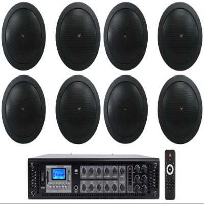 Rockville (8) JBL Control 14C/T-BK 4" 25w 70v Black in-Ceiling Speakers Bundle Amplifier (9 Items)