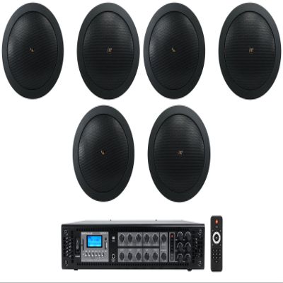 Rockville (6) JBL Control 14C/T-BK 4" 25w 70v Black in-Ceiling Speakers Bundle Amplifier (7 Items)