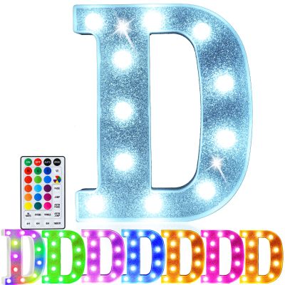 Pooqla Colorful Light Up Letter DMarquee Letters with Remote Room Decor