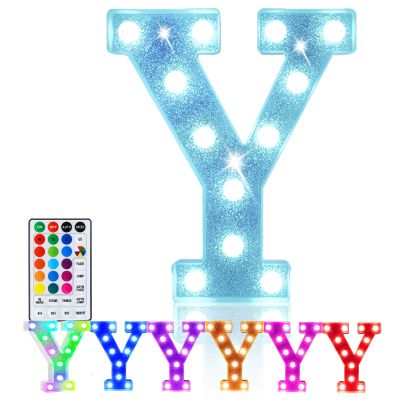 Pooqla Colorful Light Up Letter YMarquee Letters with Remote Room Decor