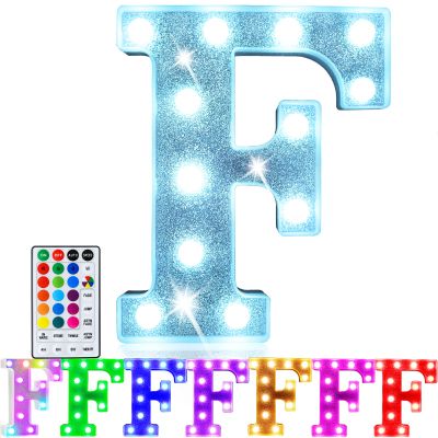 Pooqla Colorful Light Up Letter FMarquee Letters with Remote Room Decor