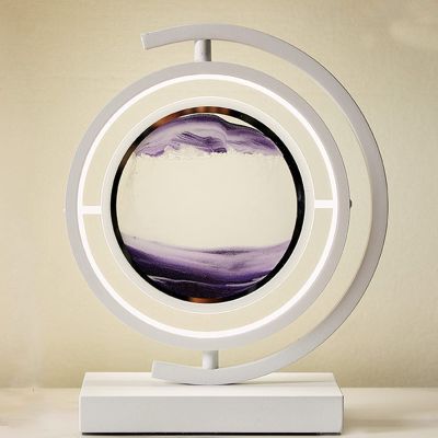 LFFH 3D Moving Sand Art,LED Art Decorative Sand Paintings Night Light Artist Ornament Glass Deep Sea Sand Scene Dynamic Display (Color : Purple, Size : 20.2x30.6cm)