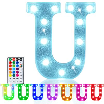Pooqla Colorful Light Up Letter UMarquee Letters with Remote Room Decor