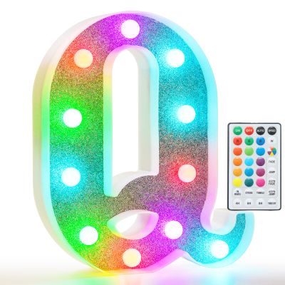 Pooqla Colorful Light Up Letter QMarquee Letters with Remote Room Decor
