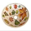 Bathroom Leaf Patterned Vessel Sink, Countertop Round Botanical Basin, Bowl Sink, Lavatory, Bathroom Remodel, Washroom, Cloakroom Washbasin (16" - 40 Cm) view 1