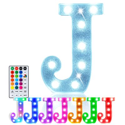 Pooqla Colorful Light Up Letter JMarquee Letters with Remote Room Decor